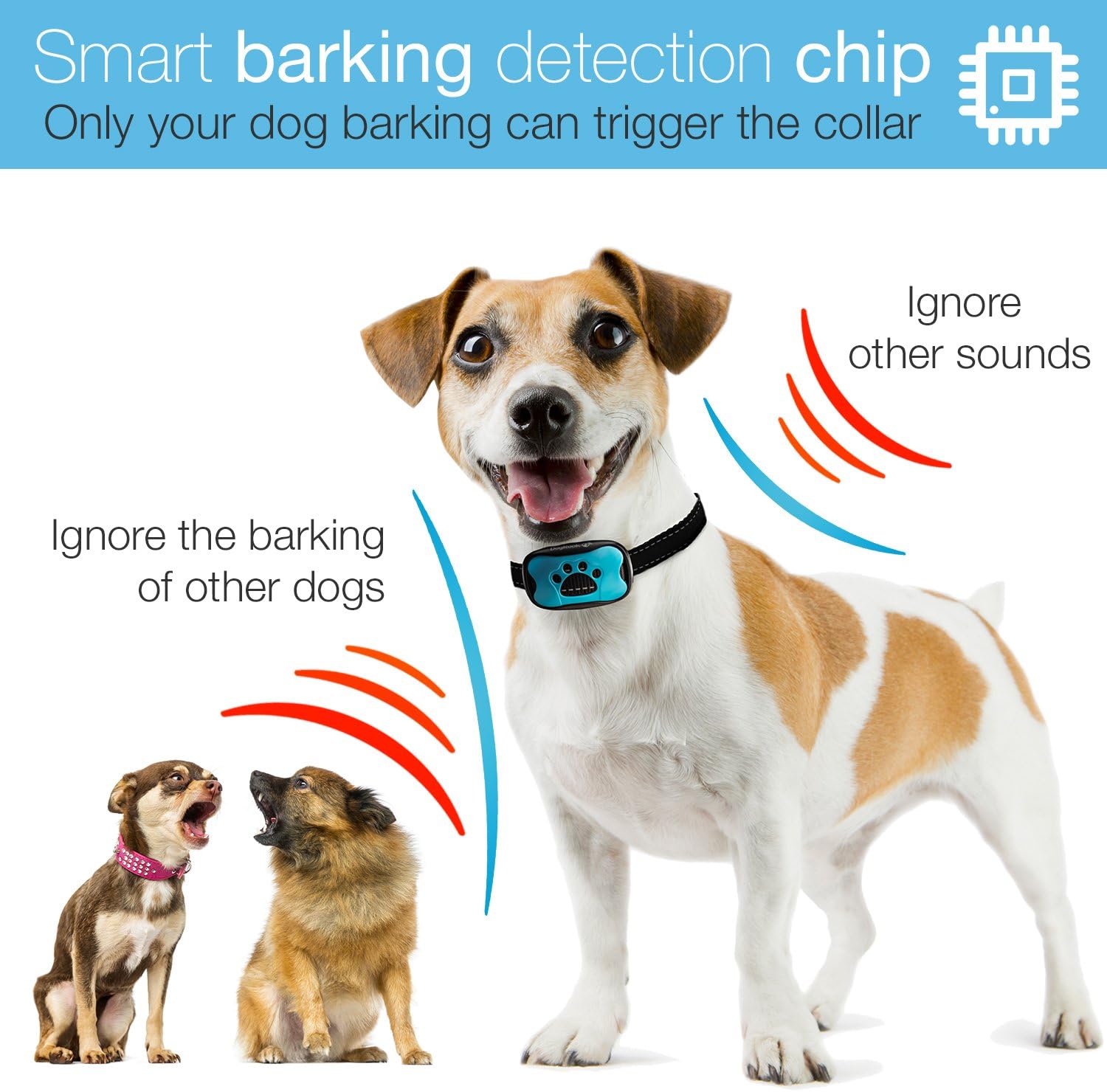 DogRook Bark Collar Humane, No Shock Training Collar Vibration