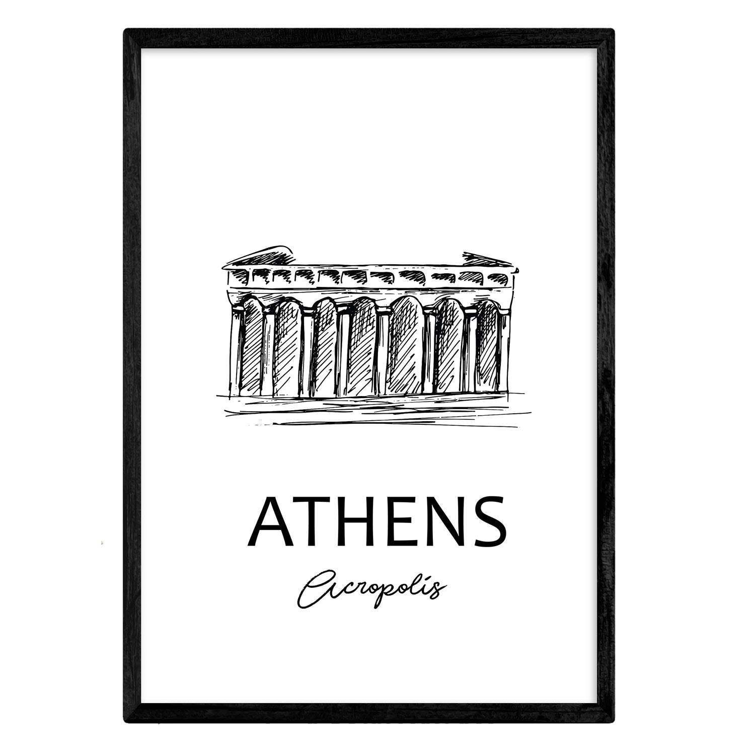 Nacnic Poster Athens - Acropolis. Sheets with monuments of cities. A3 size — image 1