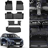 AOMSAZTO Floor Mats for 3 Rows and Cargo Liner Behind 3rd Row Set Black Fit for Cadillac XT6 (7 Seat) 2020-2026 Heavy Duty TPE All Weather Automotive Floor Mats for XT6 with 2nd Row Bench Seat