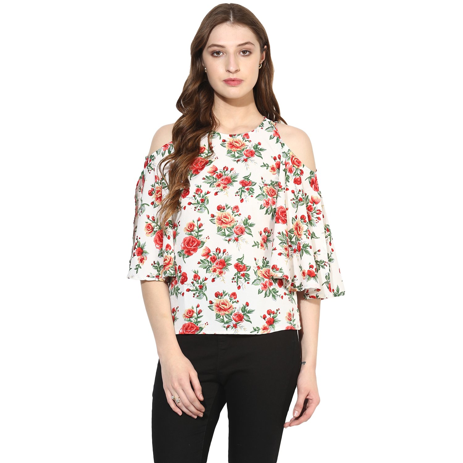 one femme women's crepe printed top