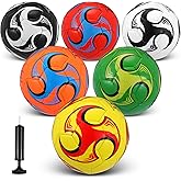 Lunmon 6 Pcs Operation Christmas Soccer Ball Bulk with Pump Size 5/4/3 for Indoor Outdoor Sport Practice Competition Sport Training Accessories for School Supplies Youth Adults Gifts