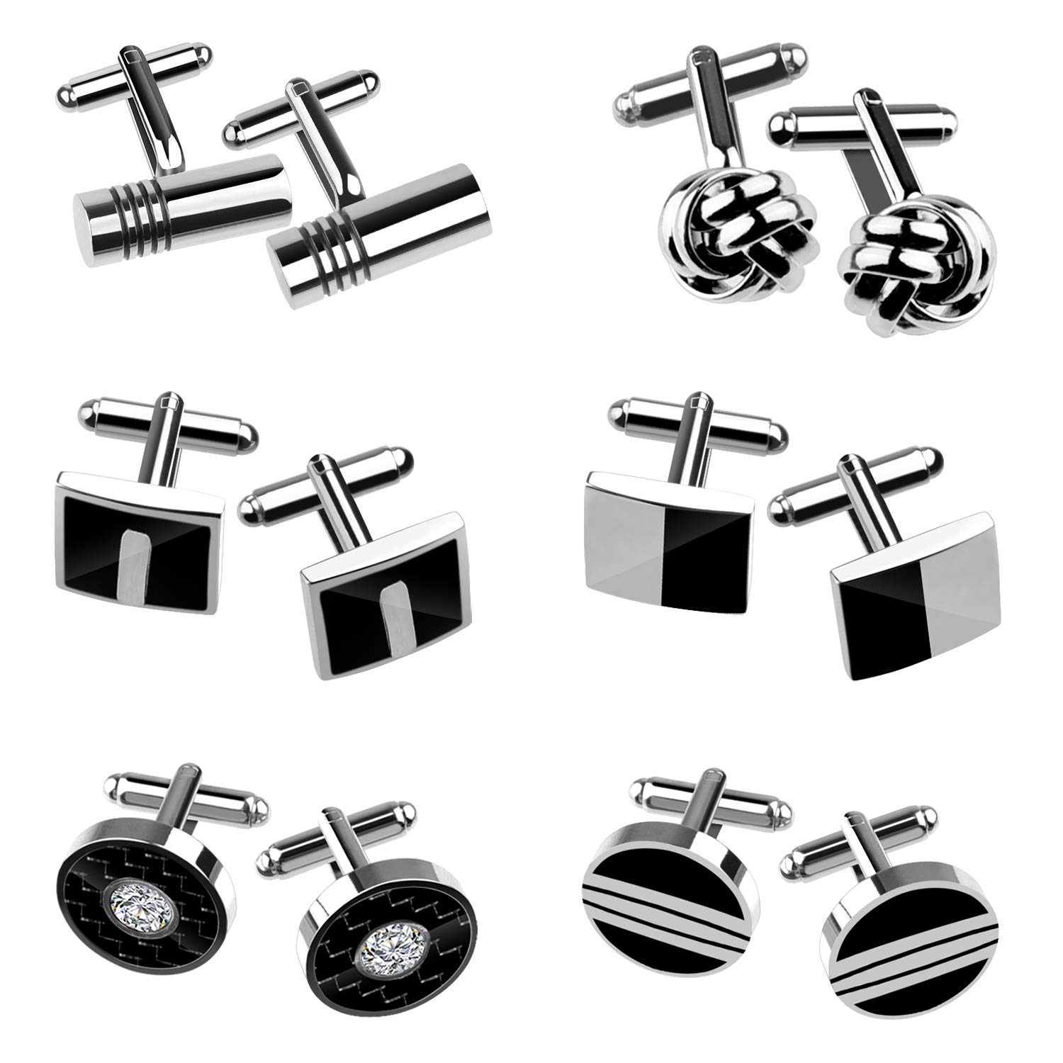 TUPARKA Cufflinks for Men, Fashionable Retro Striped Cuff Links Classic Tie Clips for Suit Shirt Wedding Business Graduation Gift