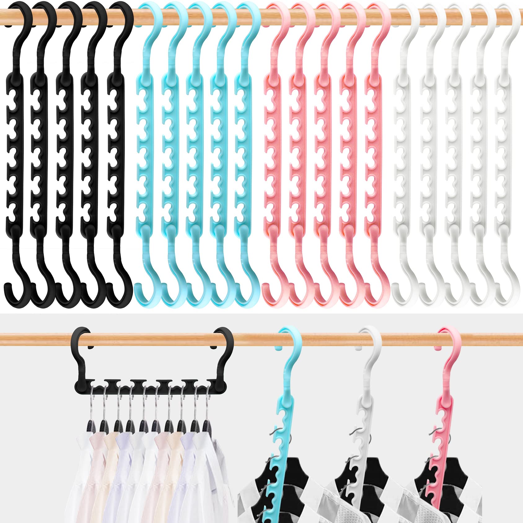 Photo 1 of 20-Pack-Closet-Organizers-and-Storage,Closet-Organizer-Hangers 5 Holes Hangers-Space-Saving for Heavy Clothes Wardrobe Closet,Dorm-Room-Essentials