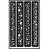 Over'N'Over Reusable Glass Etching Stencils &ndash; Durable Self-Stick Designs for Glass, Mirrors, and Ceramics with Armour Etch Cream &ndash; 5&rdquo; x 8&rdquo; Stencil Sheet - Sparkle Borders