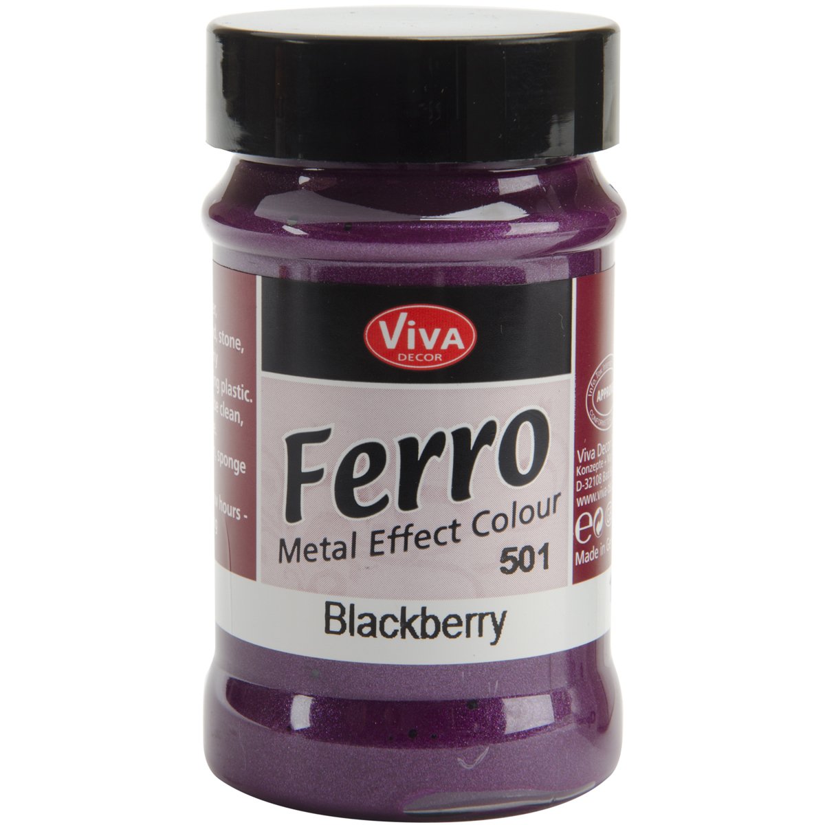 Viva Decor Ferro Metal Effect Textured Paint 3oz-BlackBerry, Other, Multicoloured, 6.44 x 6.44 x 10.25 cm