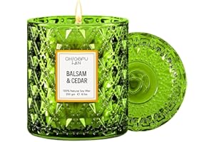 Chloefu LAN Balsam & Cedar Scented Candle Christmas Candles Gift, Christmas Festival Gifts, Large Luxury Scented Soy Jar Candles with up to 55 Hour Long Lasting, Highly Scented, 8.1oz