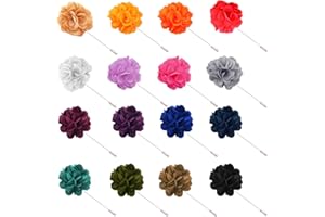 Wqebuid 16 Pieces Flower Men's Lapel Pins Handcrafted Satin Brooch Gentleman Must Have for Wedding Grooms (Multi-Colored)