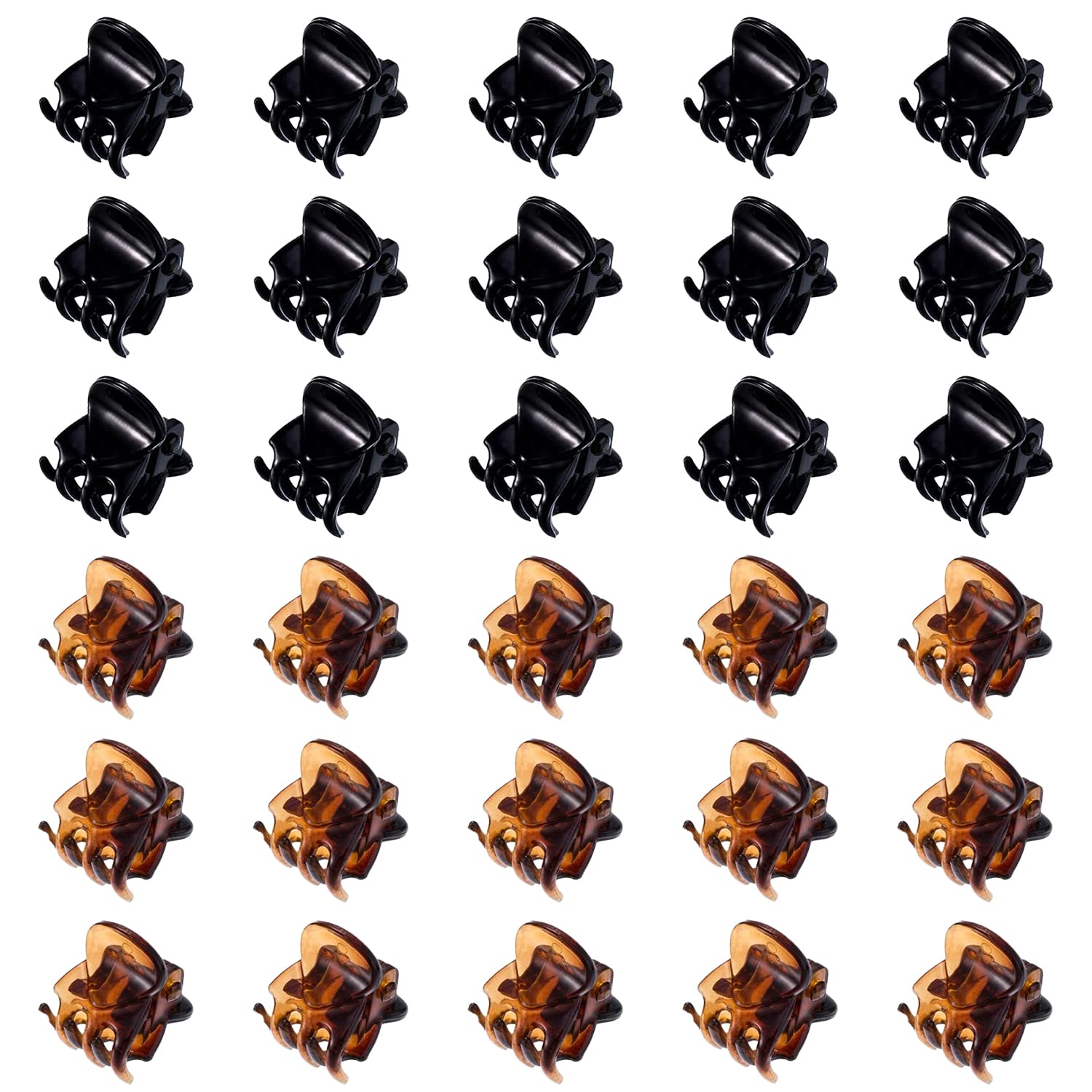 30Pcs Mini Hair Clips, Plastic Hair Claws Small Hair Claw Clips Clamps Non Slip Hair Claws Pins Clamps Hair Accessories for Girls and Women(Black+Brown)…