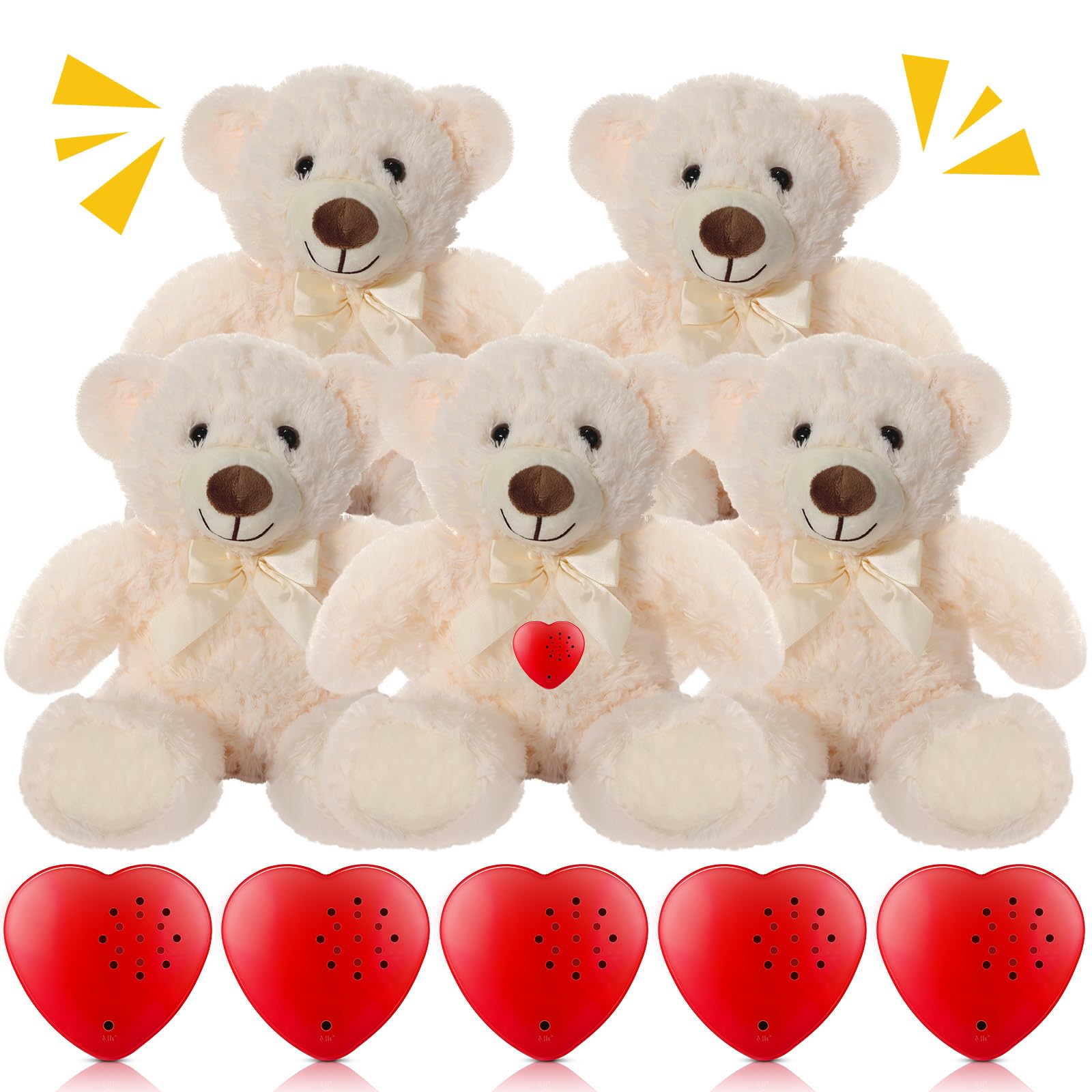 Photo 1 of ***MIISSING VOICE RECORDERS***
'Libima 5 Pack 14" Bears Stuffed Animals with Voice Recorder Set 30 Seconds Voice Sound Recorder Module Plush Bear Cute Stuffed Animal Plush Toys with Zipper Sound Box Recordable Heart (Beige)