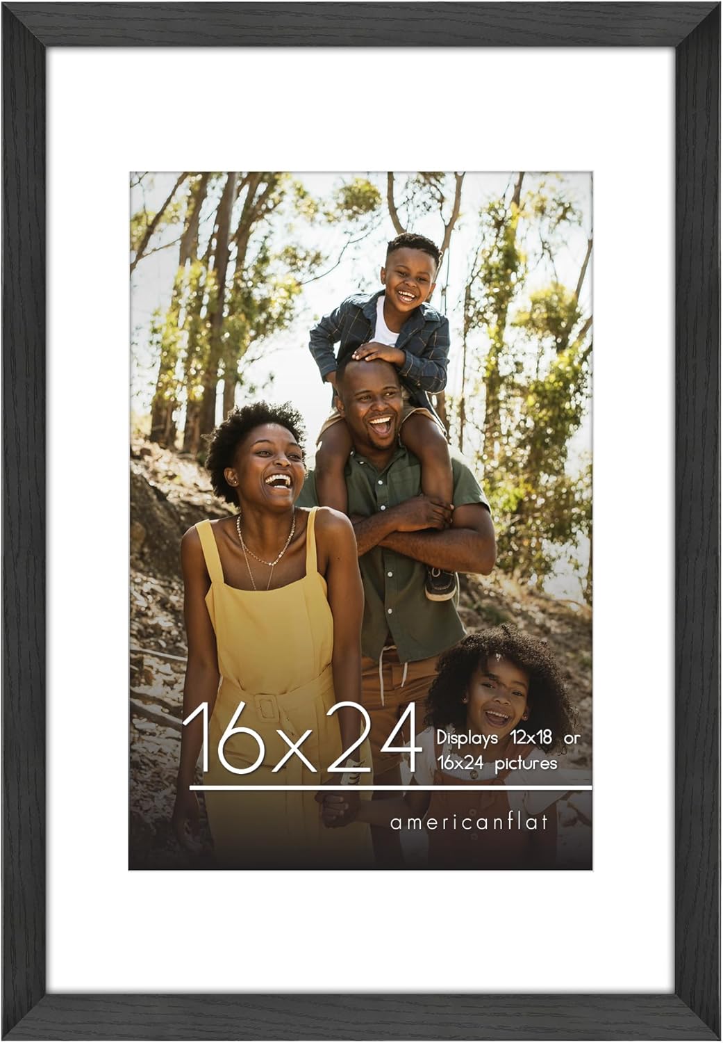 Photo Albums, Frames & Accessories - Americanflat 16x24 Poster Frame in Black - Use as 12x18 Picture Frame with Mat or 16x24 Frame Without Mat - Wide Engineered Wood Frame, Plexiglass Cover, and Hanging Hardware for Wall