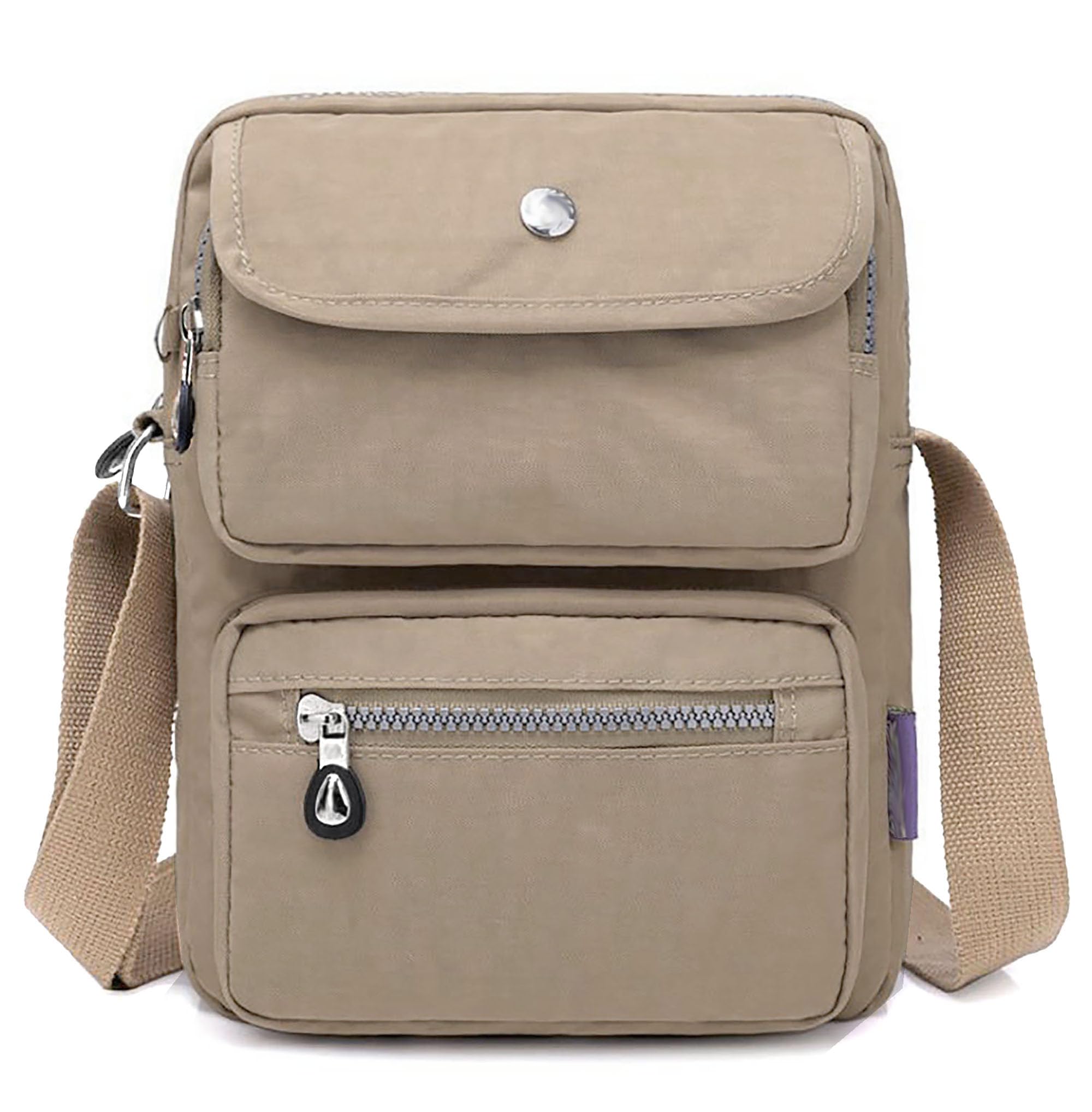 GFM® Womens Nylon Waterproof Cross Body Shoulder Bag -Beige - (S1-1215-TR)
