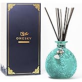 Reed Diffuser, Onesky Ocean Mist Home Fragrance Gift Set for Home Bathroom Office Elegant Decorations, Aromatherapy Oil Refill -3.4 fl oz Essential Oil&8 Reed Sticks&Blue Snowflake Round Bottle
