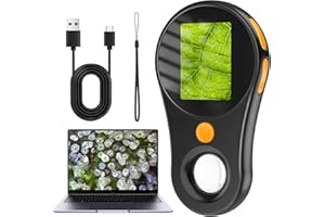 ASHFLY Microscope for Adult-2.0 Inch IPS Screen 100X Pocket Microscope, 3-Level Adjustable LED Lights Portable Handheld Mini Microscope,USB Connection to PC