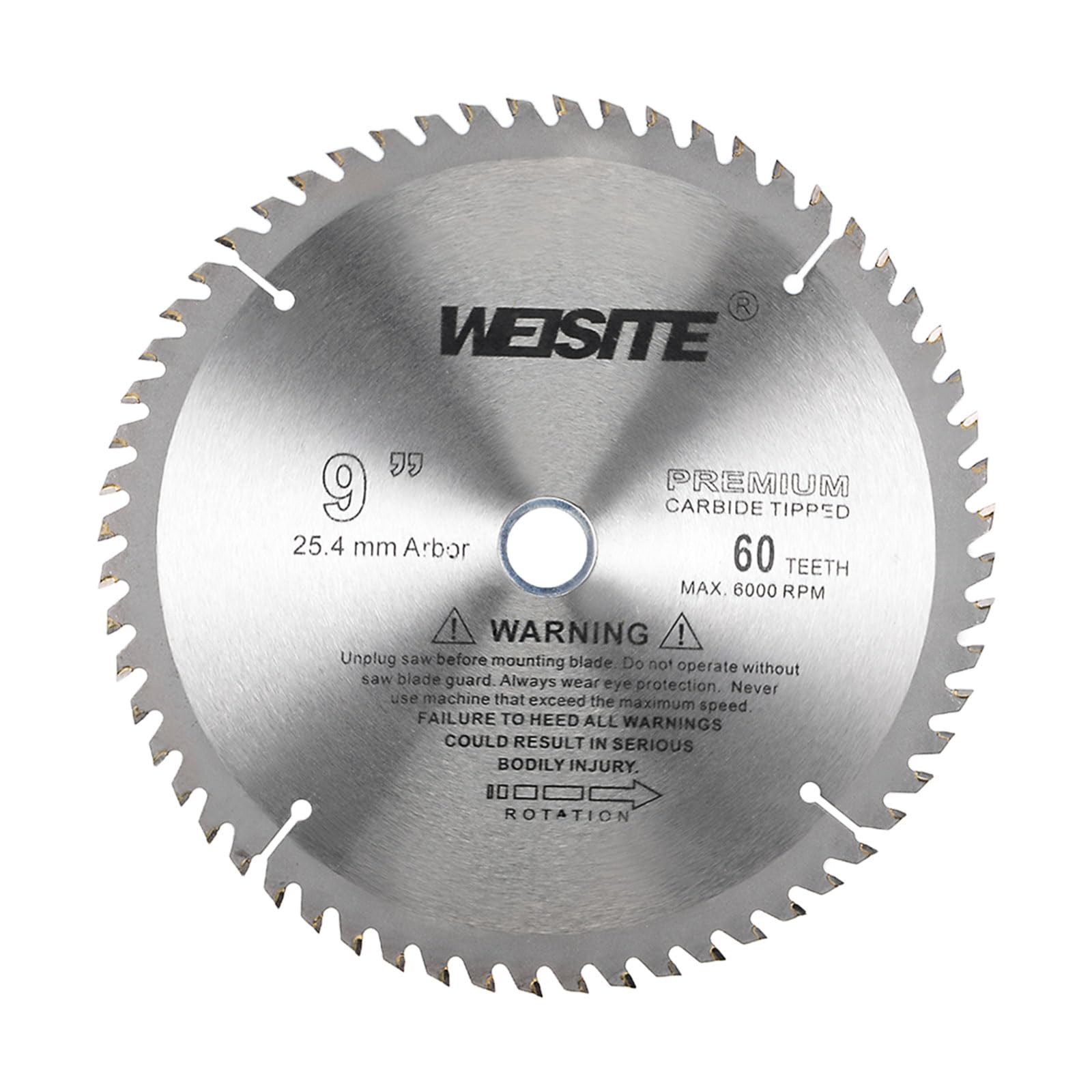 CoCud Circular Saw Blade, 9" Outer Dia 60 Teeth 3/4" Arbor, Wood Tungsten Carbide Tipped () Slitting Saw - (Applications: for Wood Cutting)