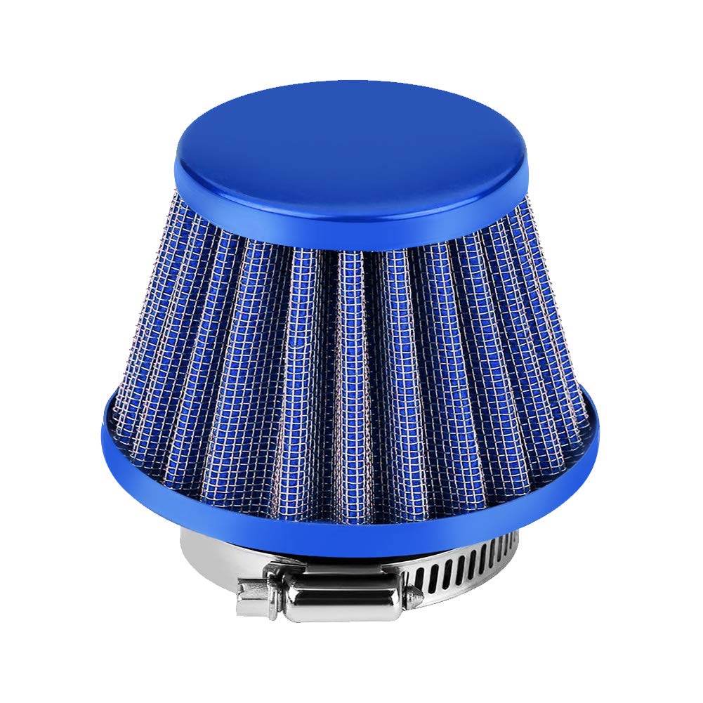 Motorcycle Air Intake Filter Kit, Universal Pit Bike Air Filter 38mm Motorcycle Clamp-on Air Intake Filter Kit for Off-road Motorcycle ATV Quad Dirt Pit Bike (Blue)