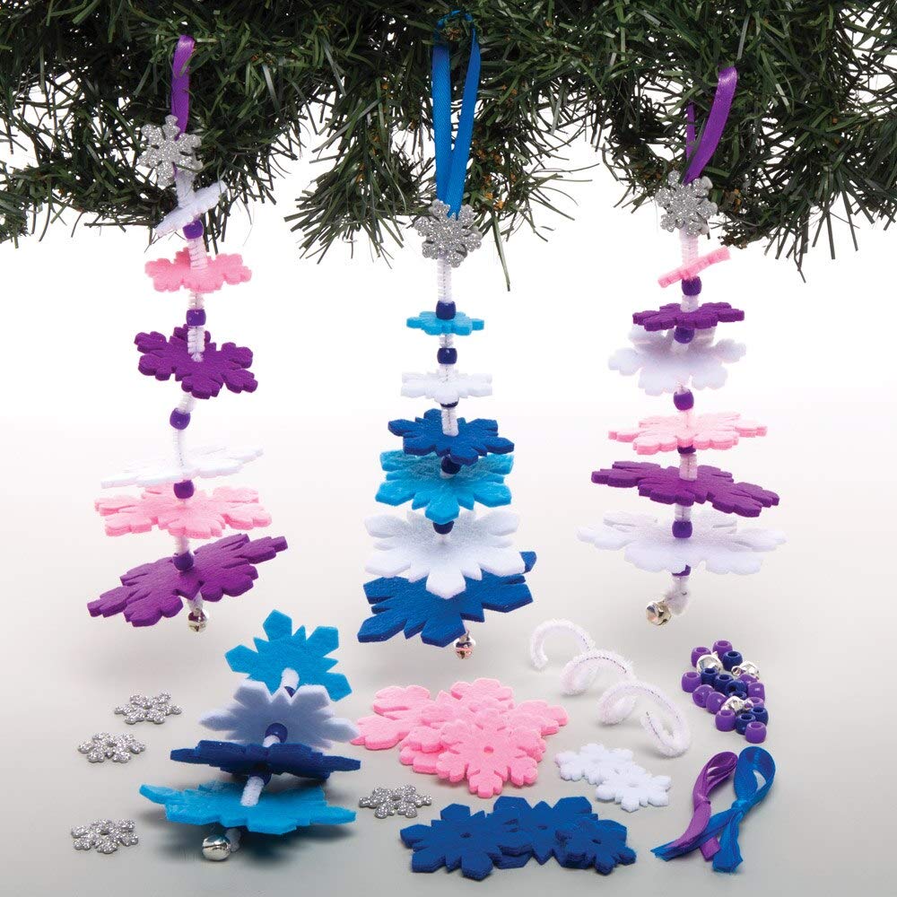 Baker Ross Snowflake Christmas Tree Stacking Kits – Pack of 6, Kids Christmas Tree Decoration Kits (AW901)