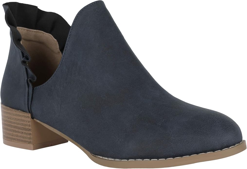 Amazon.com | Seraih Womens Cut Out Ankle Bootie Low Heel Pointy Toe Leather Dressy Boots | Ankle 