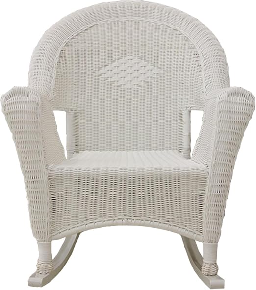 Lb International White Resin Wicker Rocking Chair Patio Furniture Amazon Co Uk Garden Outdoors