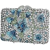 MNBVUIW Women Luxury Flower Crystal Clutch Sparkling Rhinestone Purse Diamond Evening Bags for Party Cocktail Prom