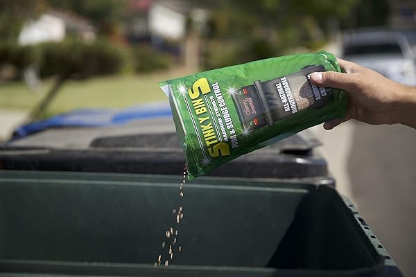 STINKY BINS GARBAGE ODOR ELIMINATOR – CHERRY SCENTED ABSORBING GRANULES FOR TRASH BINS, DUMPSTERS, GARBAGE CANS, AND OUTDOOR WASTE – ALL-NATURAL SLUDGE CONTROL AND DEODORIZER – 24 OZ BAG