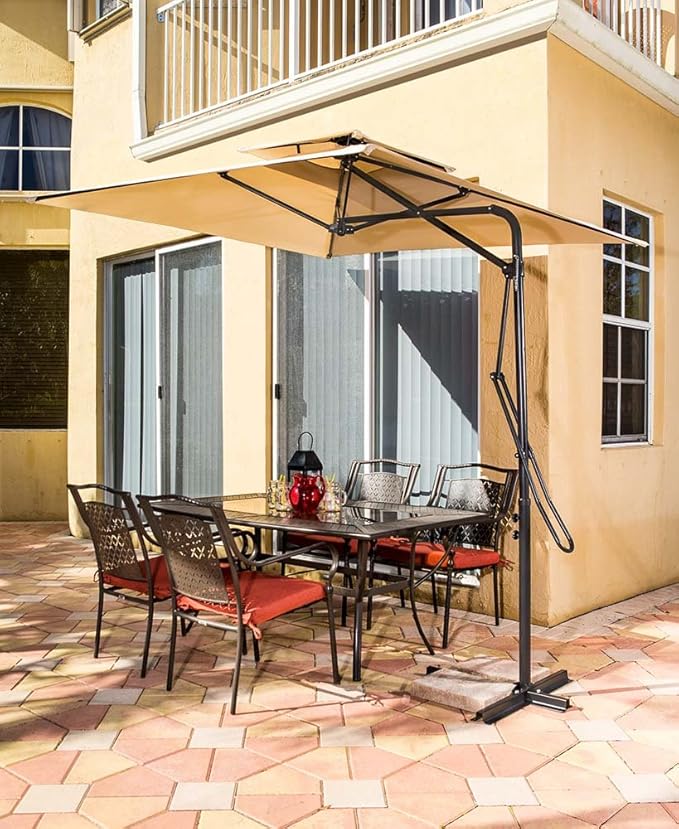 7 Ft. Offset Cantilever Vented Square Umbrella Garden