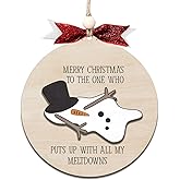 Funny Christmas Ornament – Snowman Meltdown Quote Wooden Round Tree Decoration, Hilarious Gift for Wife Husband Friends, White Elephant & Secret Santa Gift Exchange Holiday Ornament