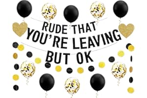 ACCULESS Rude That You're Leaving But OK Banner Funny Retirement Party Decoration Supplies Glitter Hanging Garland Balloons Bunting Office Home Photobooth Backdrop for Leaving Job Going Away Goodbye Farewell