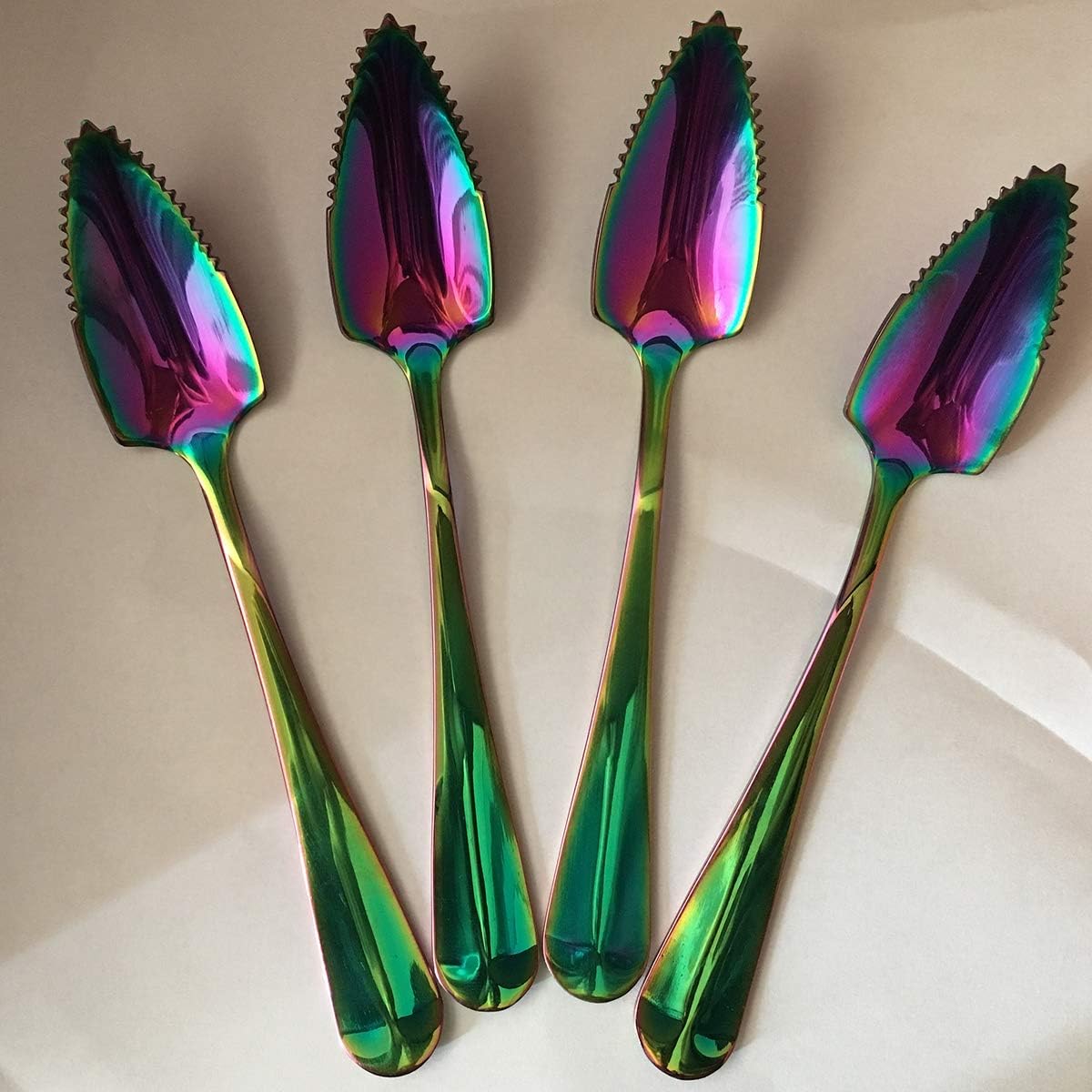 Choary 4 piece rainbow Grapefruit Spoons, 6.1 inch Metal