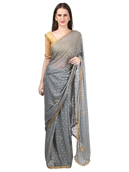 Womens Chiffon Rajasthani Jaipuri Saree With Blouse