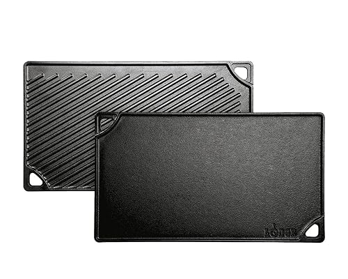 Lodge Reversible Cast Iron Grill/Griddle – 9.5 x 16.75 Inch Pre ...