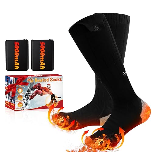 Wndy's Dream Heated Socks for Men Women, Rechargeable Electric Heated Socks, 5000mAh Washable Heated Socks, Large Heating Area Foot Warmer for Outdoor Work Skiing Camping Fishing