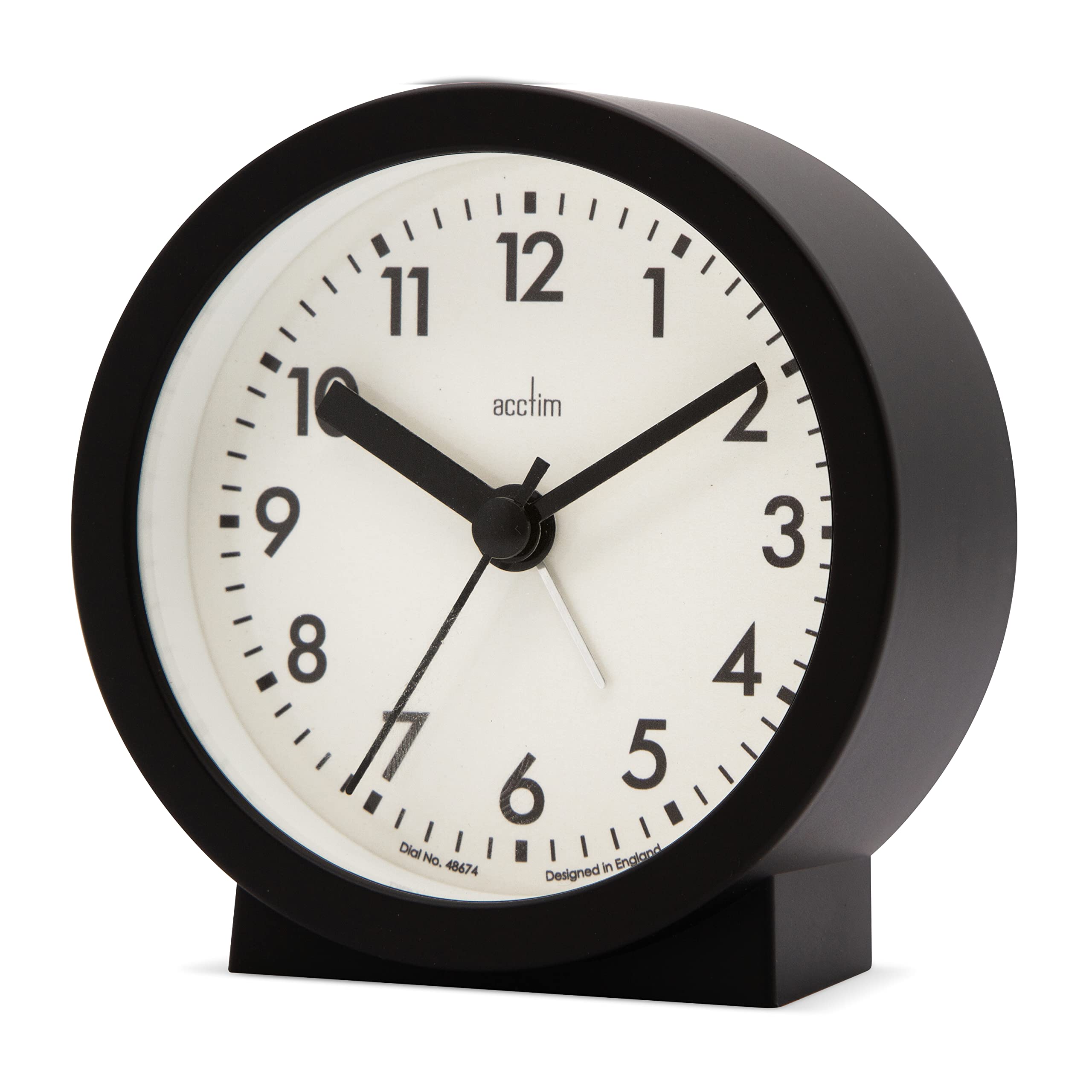 Acctim Gaby Small Analogue Contemporary Bedside Alarm Clock (Black)