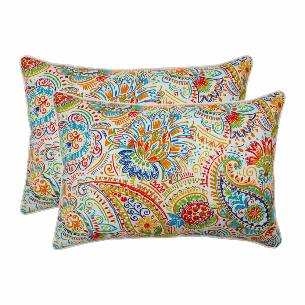 Pillow Perfect Paisley Indoor/Outdoor Accent Throw Pillow, Plush Fill, Weather, and Fade Resistant, Large Lumbar - 16.5" x 24.5", Blue/Green Gilford, 2 Count Image Pillow Perfect Paisley Indoor/Outdoor Accent Throw Pillow, Plush Fill, Weather, and Fade Resistant, Large Lumbar - 16.5" x 24.5", Blue/Green Gilford, 2 Count Image
