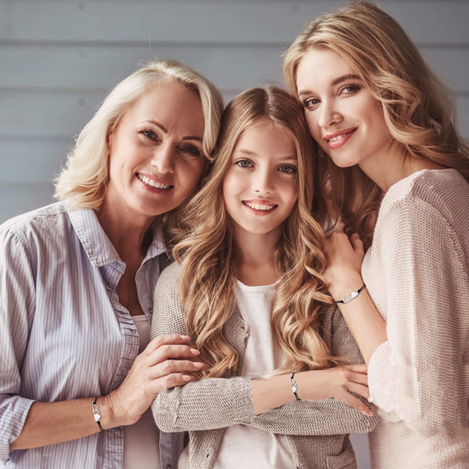 Desimtion Mother Daughter Bracelets Set for 2, 3, 4, 5, 6, Heart Wish Matching Bracelets for Mom and Daughter, Birthday Christmas Gifts for Mom from Daughter