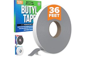 BETTER BOAT RV Butyl Tape and Marine Boat Windows and Sealing Gray Double Sided Putty Tape RV Window Seal Kit Butyl Sealant Tape Outdoor Waterproof Rubber Caulking Tape 1/8 x 3/4 x 30 FT Grey