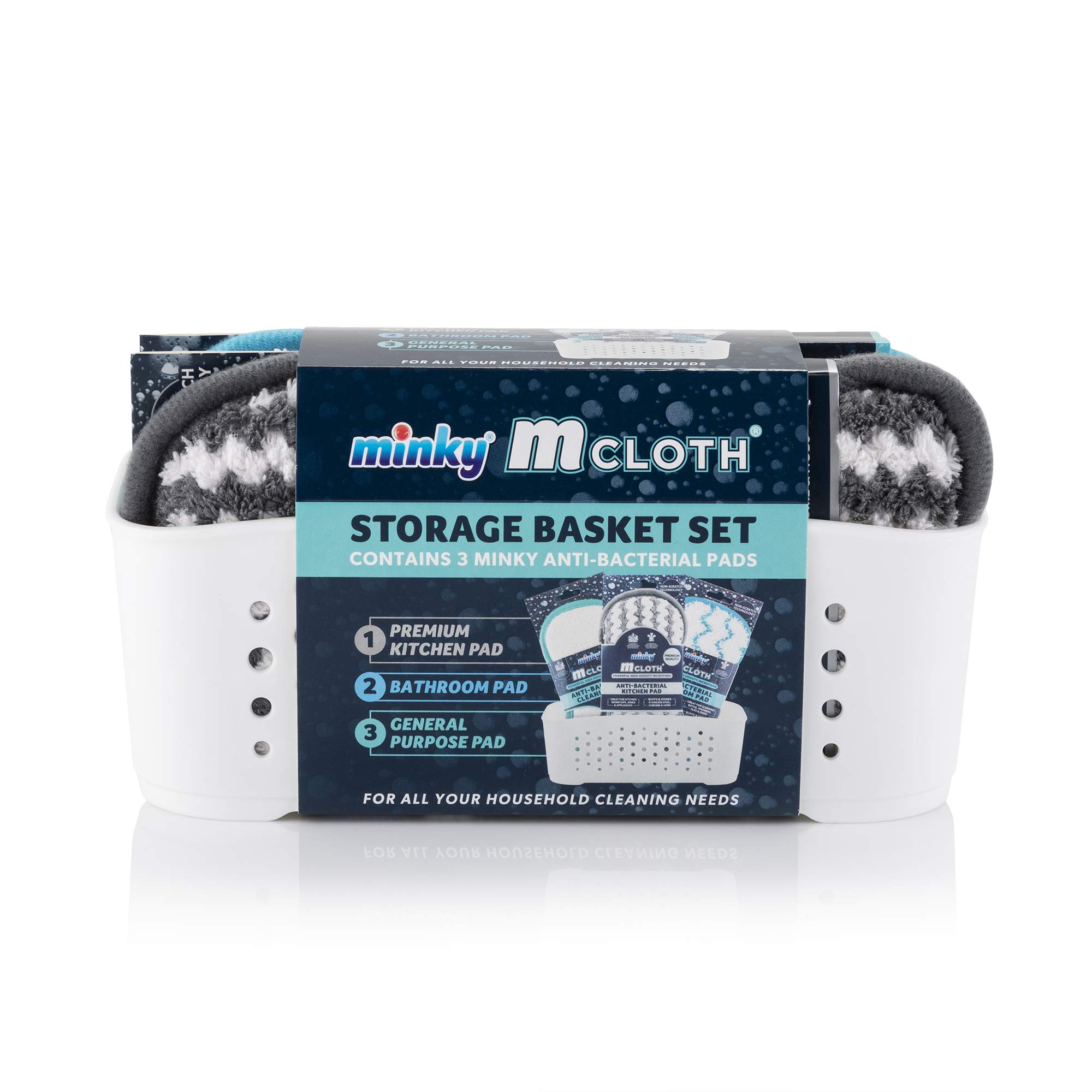 Minky White M Cloth Storage Basket Set,8 x 20.5 x 10.5 cm; 220 Grams