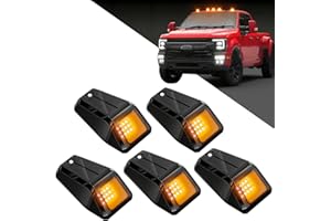 ALDST Solar Wireless No Drill Truck Cab Roof Lights, IP67 Waterproof with Motion Vibration Sensor Ultra-Bright LED Security Lights Suction Cup Mounting for Trucks RVs 5 Pack