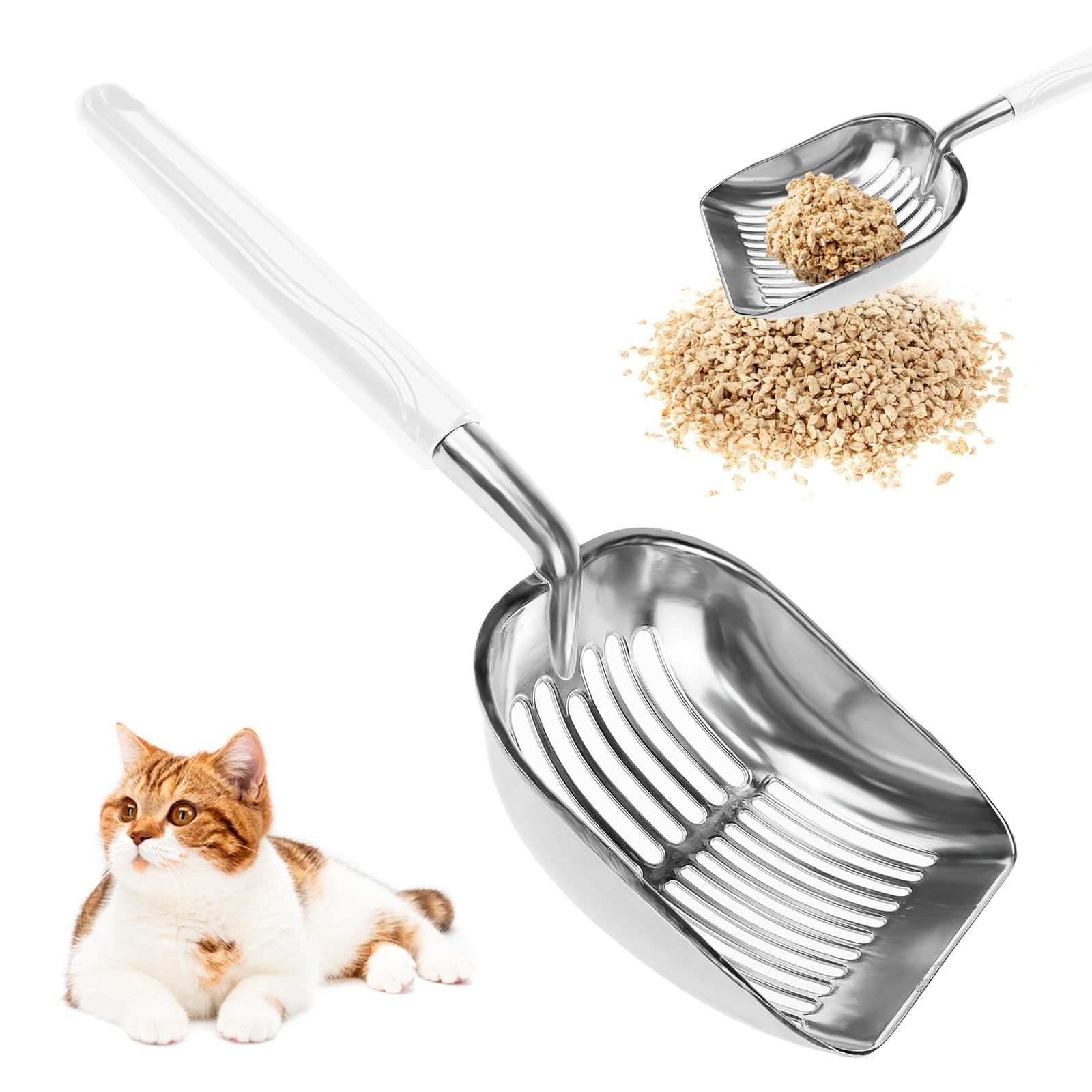 BLLREMIPSUR Metal Cat Litter Scoop, Durable Litter Pet Shovel, Cat Litter Sifter with Comfortable Handle