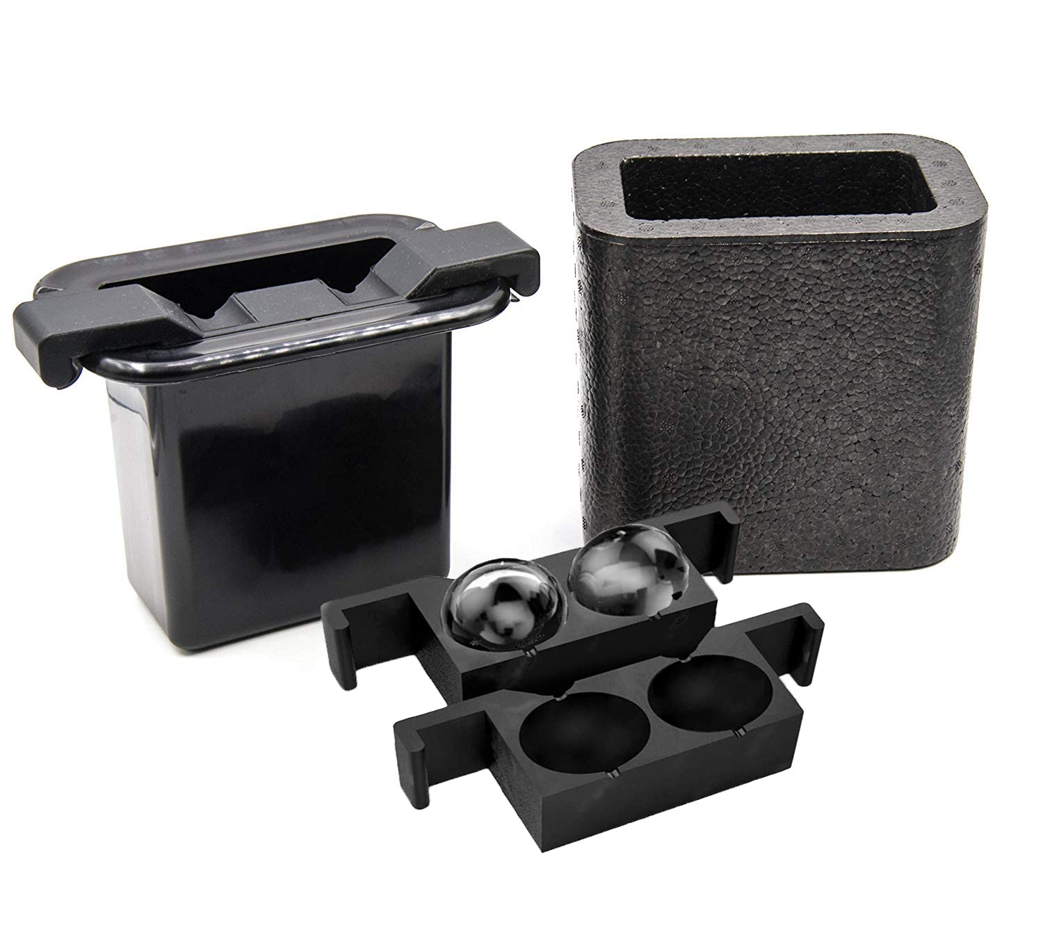 Malayas - Ice Cube Trays,Black Silicone Giant Ice Ball Cube Maker Use for Whiskey Particles,Clear Ice Ball Maker with Non-Spill Lid,Best for Freezer,Water,Whiskey,Cocktail and Other Drink