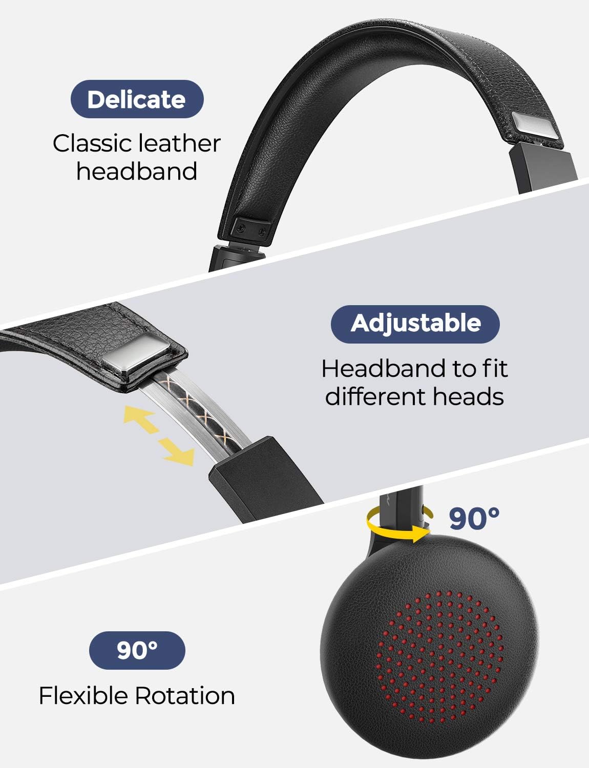 Mpow Bluetooth Headset V5.0 with Dual Microphone, Wireless PC Headphones,CVC8.0 Noise Canceling, On Ear for Computer,Cell Phone, Call Center, Office, Skype, 22 H Talk Time,Soft Earpad (Wired Optional): Electronics