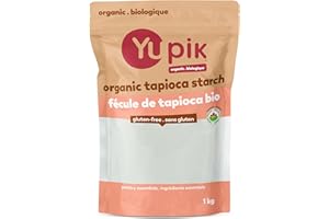 Yupik Organic Tapioca Starch 1kg, USDA Certified, Gluten-Free, GMO-Free, Raw, Vegan, Neutral-Tasting, Low-Calorie, Colorless,