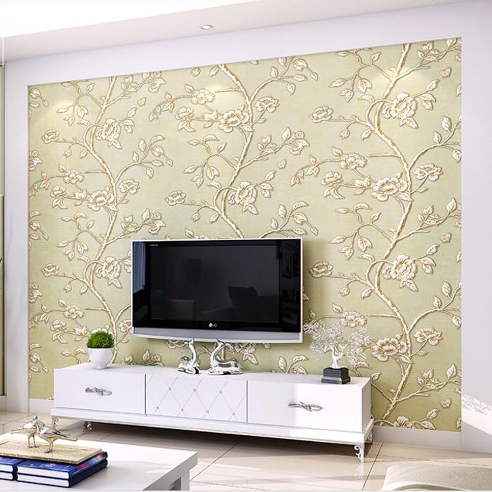 KeTian Modern Simple 3D Thick NonWoven Embossed Tree Flowers Pattern