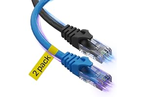 Cat6 Ethernet Cable, 40 Feet (2 Pack) LAN, utp Cat 6, RJ45, Network Cord, Patch, Internet Cable - 40 ft - Blue & Black