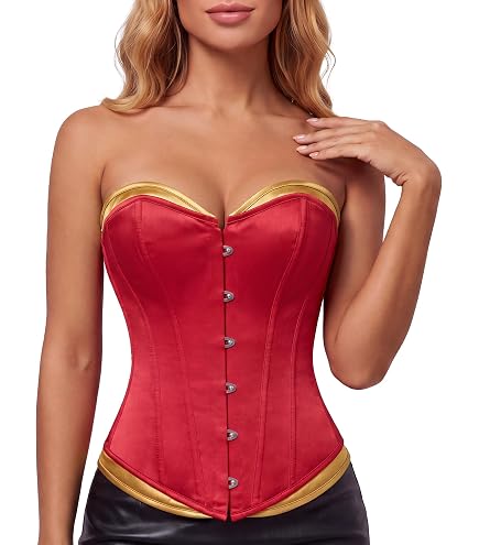 Amazon.com: Top Drawer Burlesque Black/Dark Red Steel Boned Corset