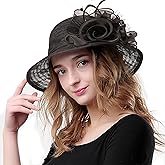 HATAMOTO Women's Organza Derby Fascinator Hat Cloche Bowler Hat Cocktail Tea Party Wedding Sun Hat