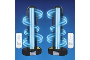 BAIMNOCM UV-C Lamp for Dust Mite 38 Watt 2 Pack, UVC Germicidal Lamp with Remote Control, UV Disinfection Light Bulb, Ultraviolet Light for Room Basement/Bedroom/Kitchen