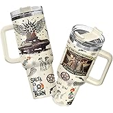 34HD Hunter Family Tumbler 40oz with Handle Stainless Steel Vacuum Insulated Mug with Salt & Burn Design - Paranormal Symbol Travel Coffee Cup - Birthday Gifts for TV Fans & Brothers of the Road