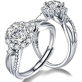 Atylyk 1 Carat G color VVS1 Moissanite Adjustable Engagement Flower Ring Wedding Promise 925 Sterling Silver Solitaire Rings for Women