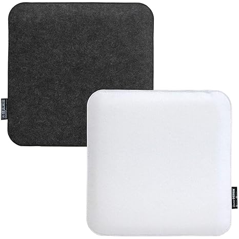 DuneDesign 2 Filz Sitzkissen Eckig 35x35x2,5 Stuhlkissen Sitzauflage Anthrazit Weiß