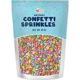 Pastel Rainbow Confetti Sprinkles - Birthday Sprinkle Confetti - 10 ounces - Candy Toppings for Baby Shower Cupcakes - Pastel